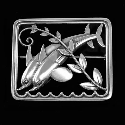 Georg Jensen Leaping Dolphins Silver Brooch 251