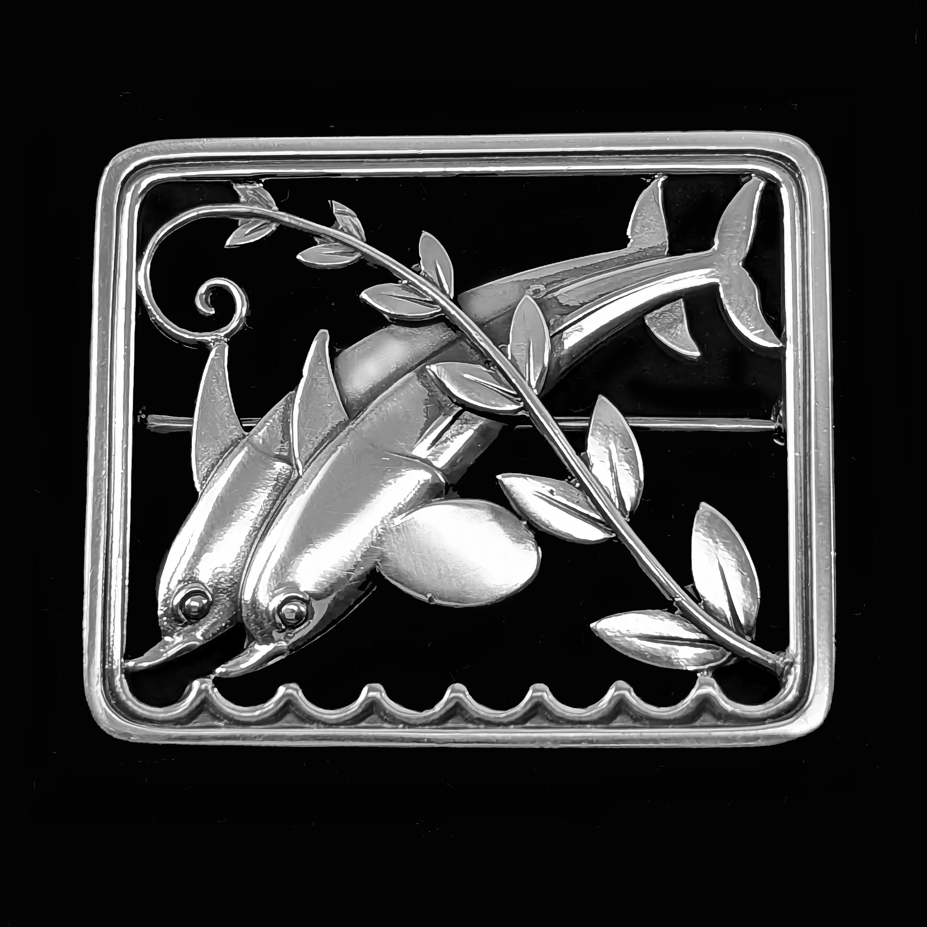 Vintage George Jensen Silver Dolphin brooch
