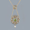 Vintage Peridot and Pearl double drop Pendant
