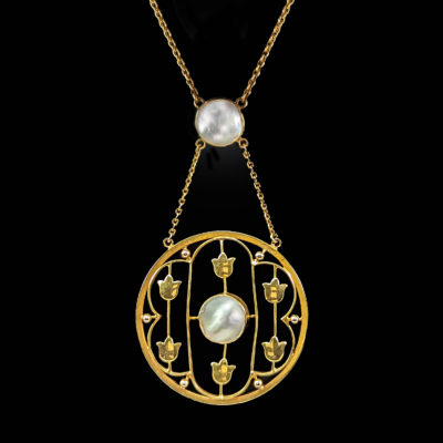 Art Deco Pearl Pendant Edwardian Blister Pearl Necklace