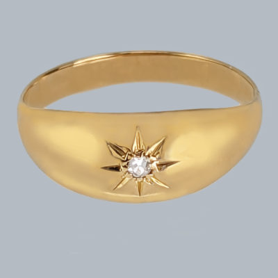 Gypsy Ring Antique 18ct Gold Solitaire Ring