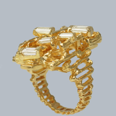 Kutchinsky Baguette Diamond 18ct Gold Abstract Ring