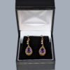 Victorian amethyst pearl earrings in box