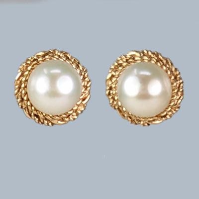 1960s Stud Pearl Earrings 9ct Gold Fabulous Vintage