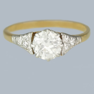 Art Deco Solitaire Diamond Engagement Ring 18ct Gold