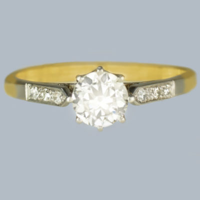 Genuine Art Deco Solitaire Diamond Engagement Ring 18ct