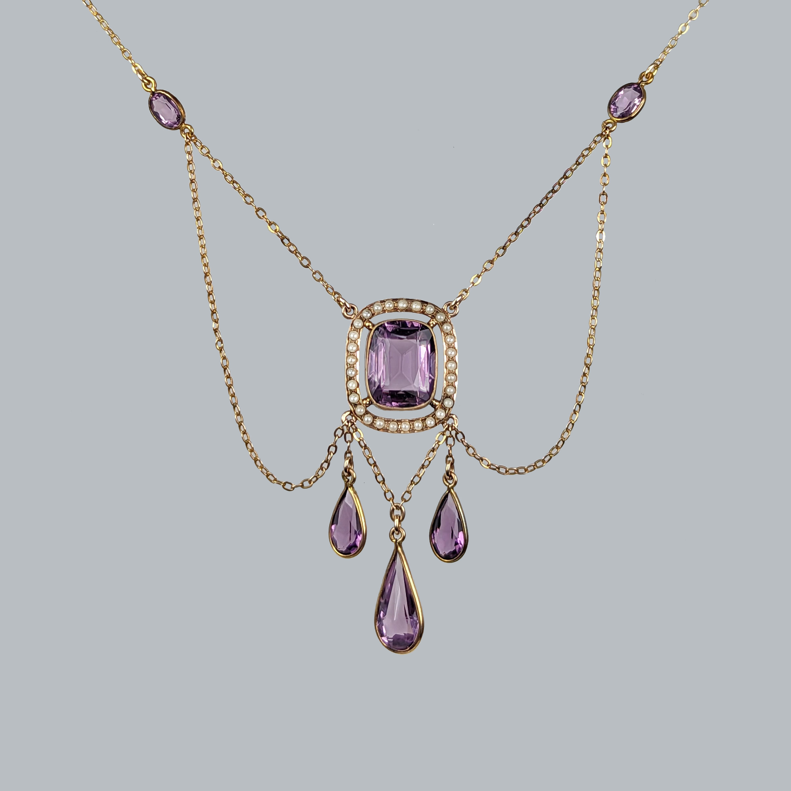 Antique amethyst pearl necklace