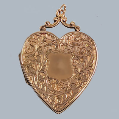 Antique Heart Floral Photo Locket Victorian Shield 9ct Gold