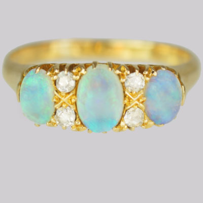 Antique Opal and Diamond Trilogy Ring