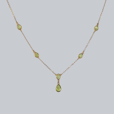 Vintage Peridot Necklace 9ct Gold Italian Necklace ca 1960s