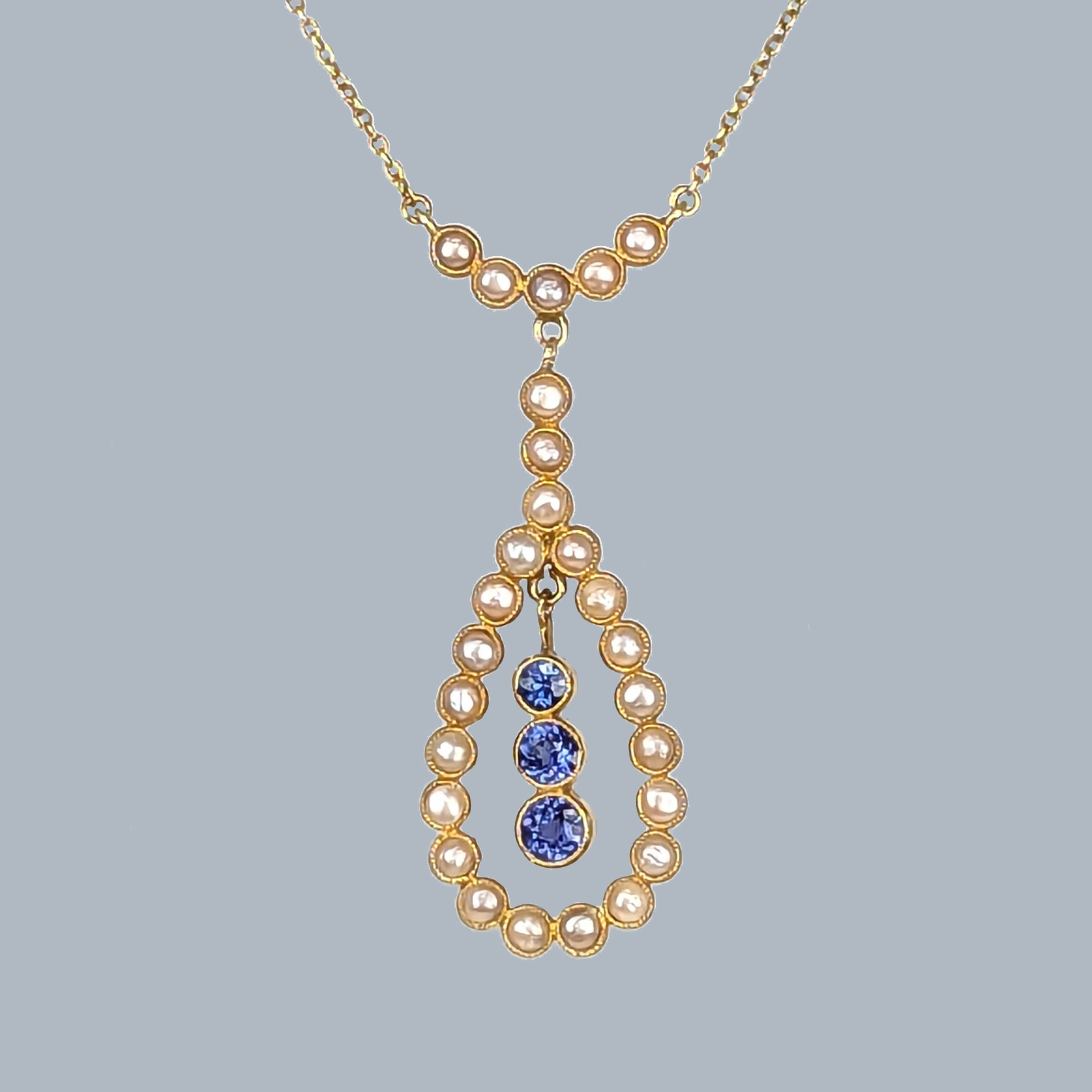 antique sapphire pearl necklace