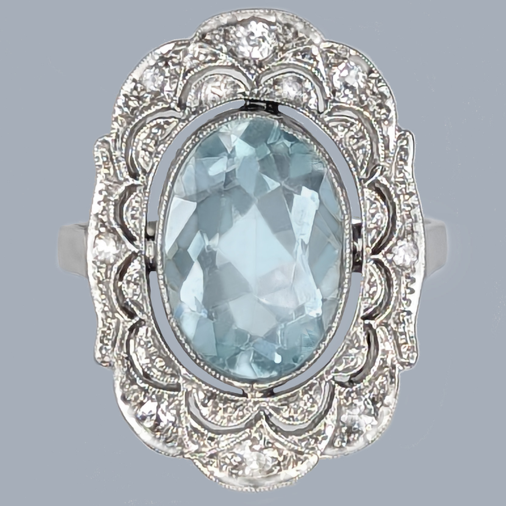 antique aquamarine diamond ring