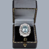 antique aquamarine diamond ring in box