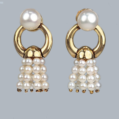 Vintage Cartier Tassel Drop Pearl Earrings 1989