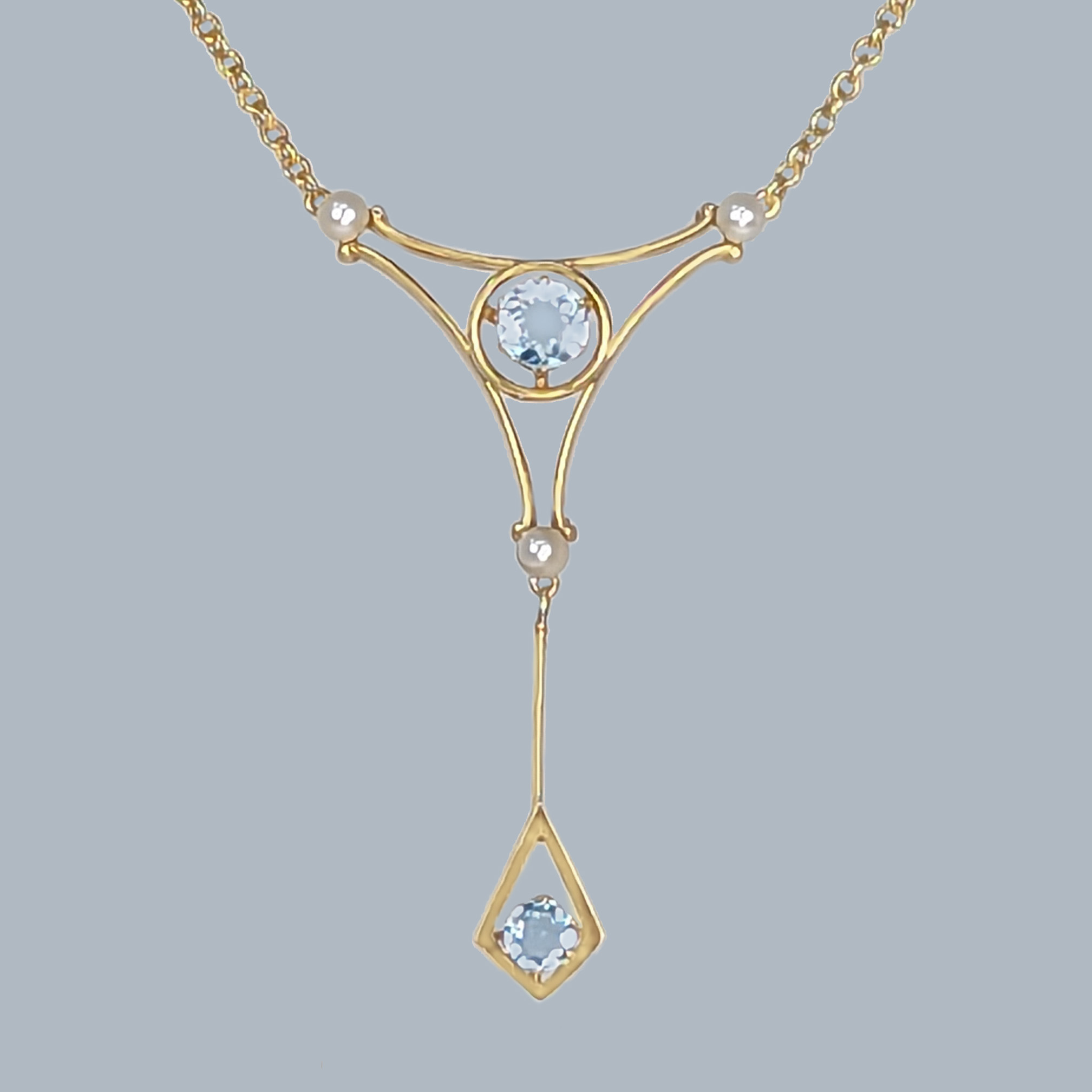 antique necklace aquamarine pearl