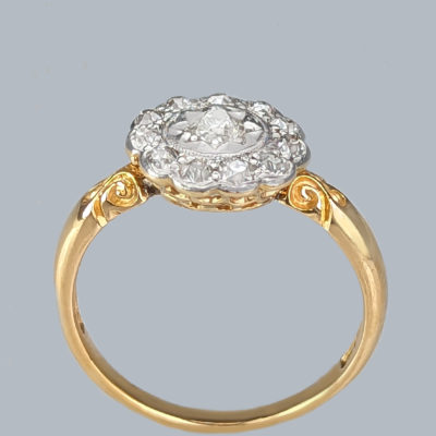Antique Diamond Cluster Ring 18ct Gold Edwardian