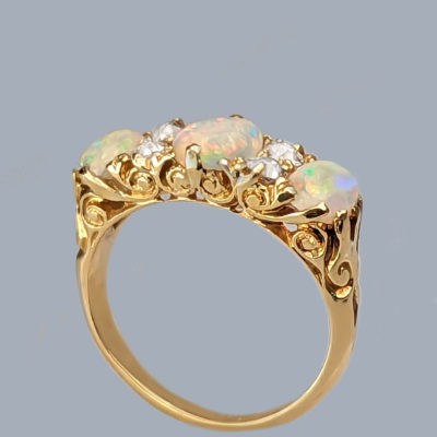 Antique Opal and Diamond Ring 18ct Gold