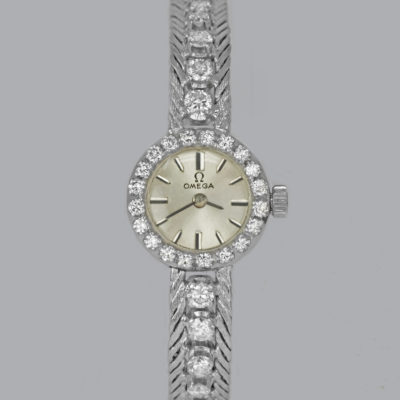 Vintage Omega Diamond Ladies Bracelet Watch 18ct Gold