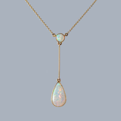 Antique Opal Necklace 15ct Gold Edwardian Pendant