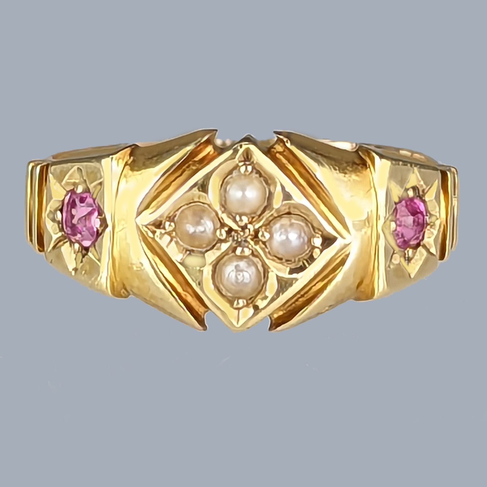 antique pearl ruby ring