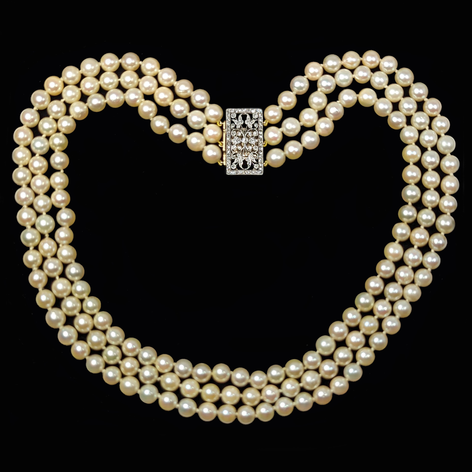 vintage pearl necklace diamond clasp