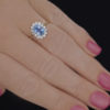 Aquamarine Diamond Cluster Ring on finger