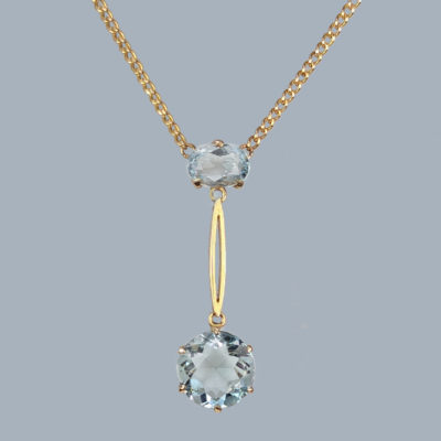Edwardian Aquamarine 15ct Gold Necklace