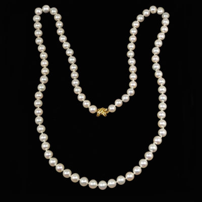 Tiffany Pearl Necklace Signature X Clasp 18ct Gold