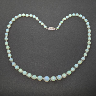 Vintage Opal Bead and Rock Crystal Necklace
