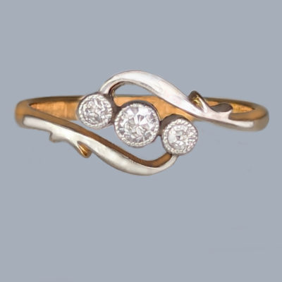 Antique Diamond Trilogy Engagement Ring 18ct Gold