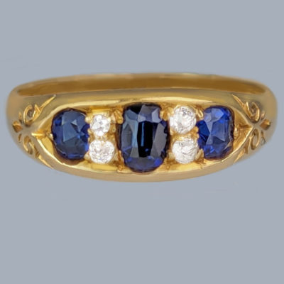 Antique Sapphire Diamond Ring 18ct Gold