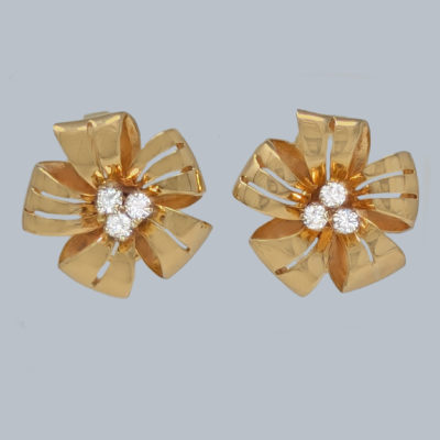 Cropp and Farr Floral Diamond Earrings