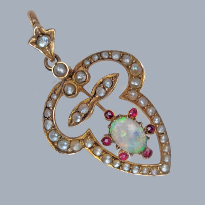 Beautiful Cropp and Farr Art Nouveau Opal Pearl Pendant
