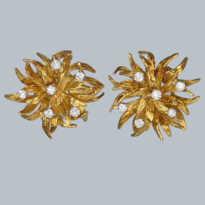 Vintage Alan Gard Diamond Cluster Earrings 18ct Gold