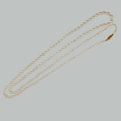 Vintage Pearl Sautoir Necklace Long Single Strand Gold Clasp