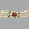 Double Strand Pearl Necklace Garnet Clasp