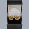 vintage floral ruby earrings in box