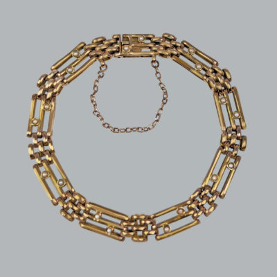 Antique 15ct Gold Gate Link Bracelet Victorian Pearl Bracelet