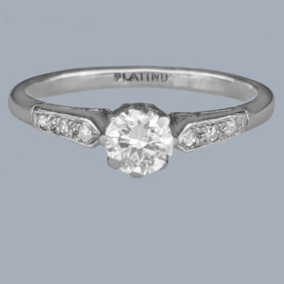 Vintage Diamond Platinum Solitaire Engagement Ring