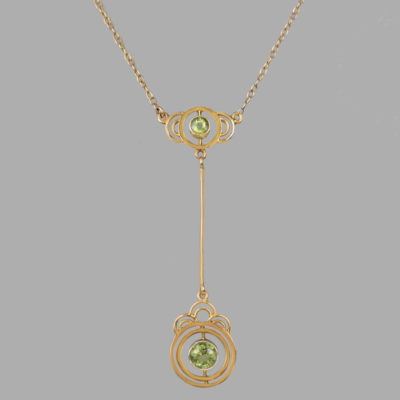 Art Nouveau Peridot Necklace 9ct Gold